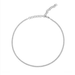 Natural Diamond Tennis Choker, 14K White Gold